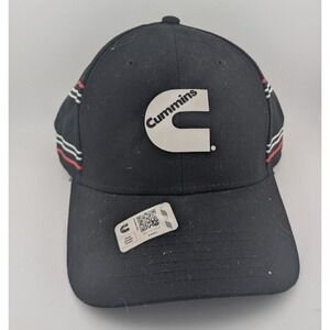 Cummins Hat Cap Snap Back Black Red White Trucker Embroidered Stripe Mens NWOT